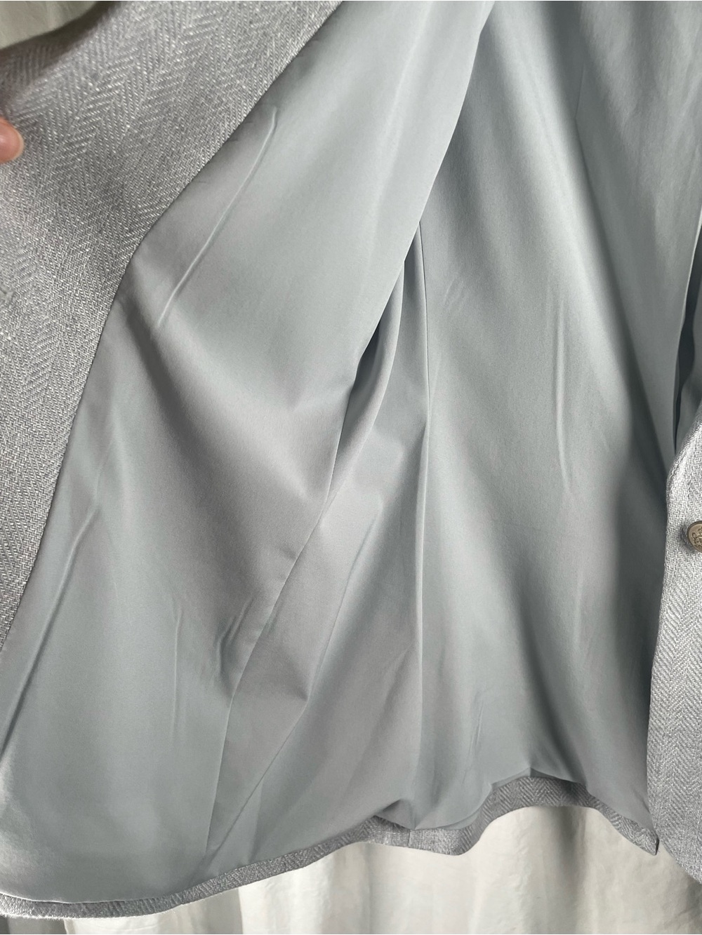 Ralph Lauren Light Blue/Gray Single-Button Herringbone Linen Blazer - Picture 7 of 16